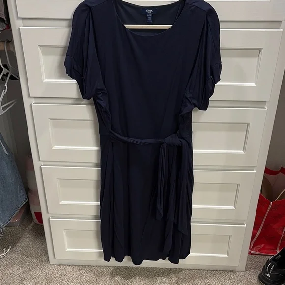 Chaps Dresses | Chaps Blue Wrap Tie Front Midi Dress | Color: Blue | Size: XL | Mrsb_Ship's Closet